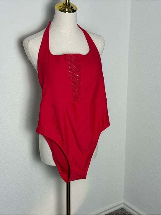 aerie Other - aerie Red One-Piece Swimsuit Knotted Design with Halter Top and Removable Pads L